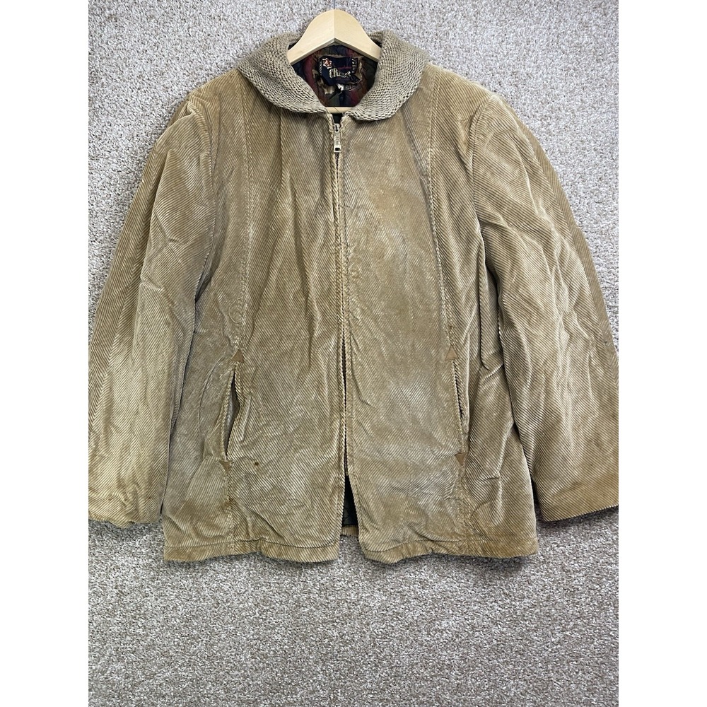 Vintage Cresco Corduroy Sports Coat Jacket Fleece Lined 60s Size 44 Tan/Brown